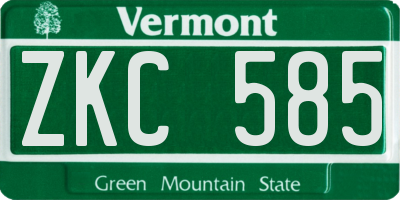 VT license plate ZKC585