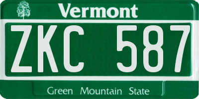 VT license plate ZKC587