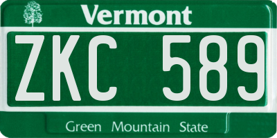 VT license plate ZKC589