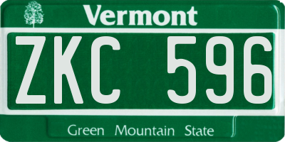 VT license plate ZKC596