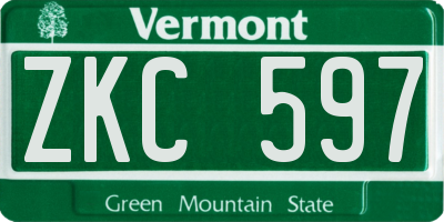VT license plate ZKC597