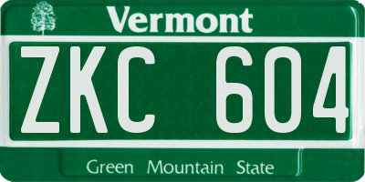 VT license plate ZKC604