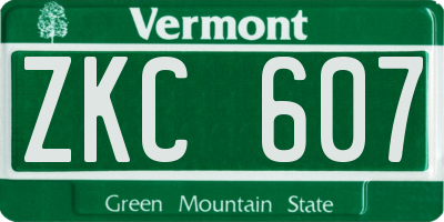 VT license plate ZKC607