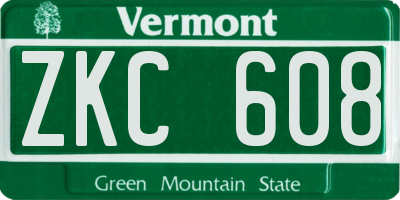 VT license plate ZKC608