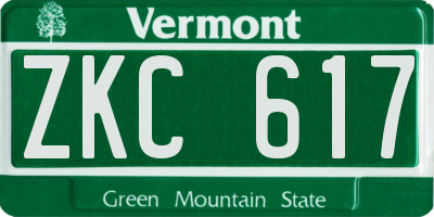 VT license plate ZKC617