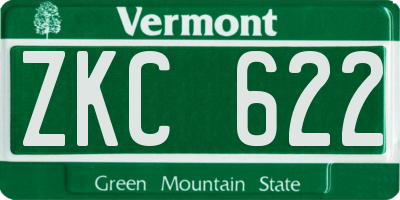 VT license plate ZKC622