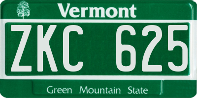 VT license plate ZKC625
