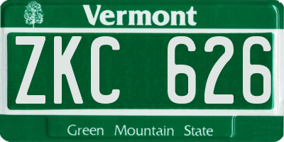VT license plate ZKC626