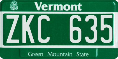 VT license plate ZKC635