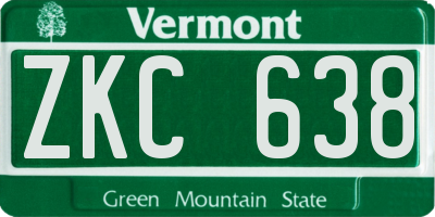 VT license plate ZKC638