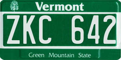 VT license plate ZKC642