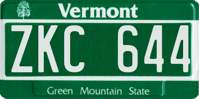 VT license plate ZKC644