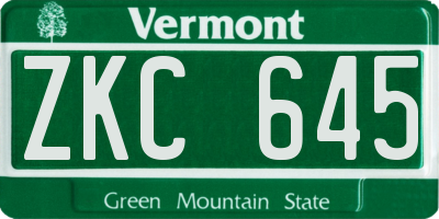 VT license plate ZKC645