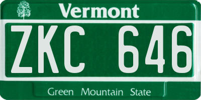 VT license plate ZKC646