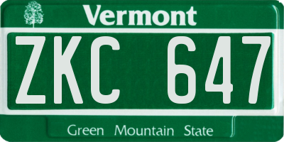 VT license plate ZKC647