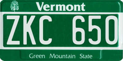 VT license plate ZKC650