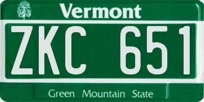 VT license plate ZKC651