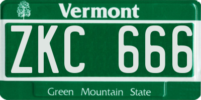 VT license plate ZKC666