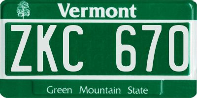 VT license plate ZKC670