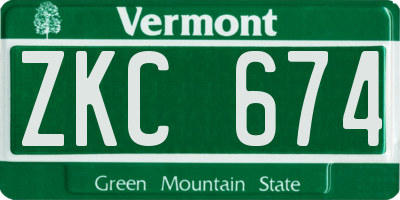 VT license plate ZKC674