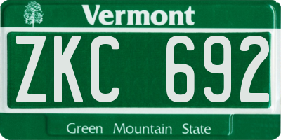 VT license plate ZKC692