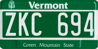 VT license plate ZKC694