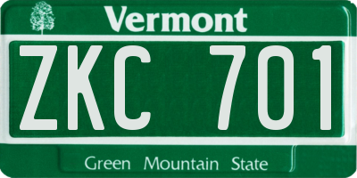 VT license plate ZKC701