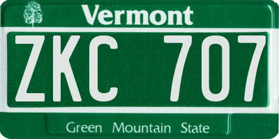 VT license plate ZKC707