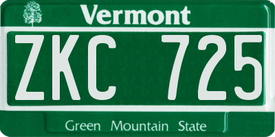 VT license plate ZKC725
