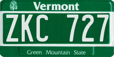VT license plate ZKC727