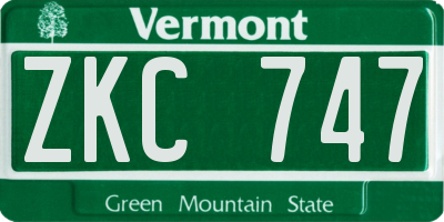 VT license plate ZKC747