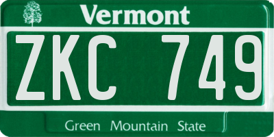 VT license plate ZKC749