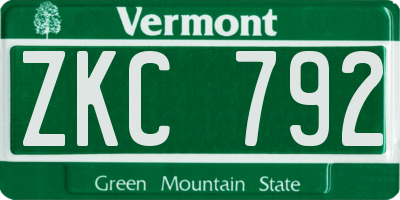 VT license plate ZKC792