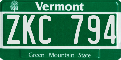 VT license plate ZKC794