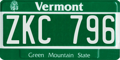 VT license plate ZKC796