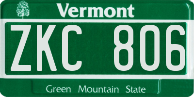 VT license plate ZKC806