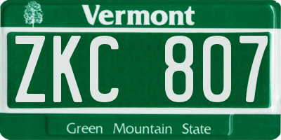VT license plate ZKC807