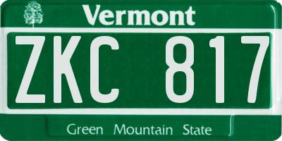 VT license plate ZKC817