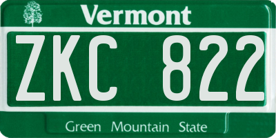 VT license plate ZKC822