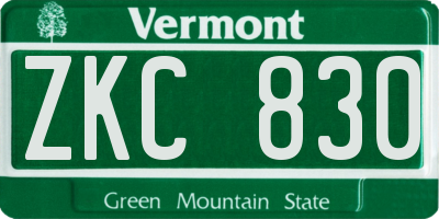 VT license plate ZKC830