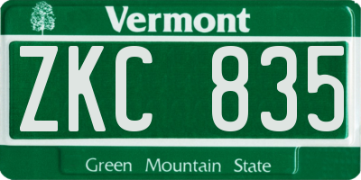 VT license plate ZKC835