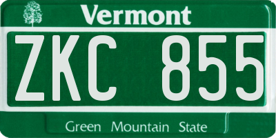 VT license plate ZKC855
