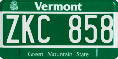 VT license plate ZKC858