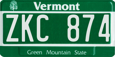VT license plate ZKC874