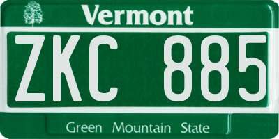 VT license plate ZKC885