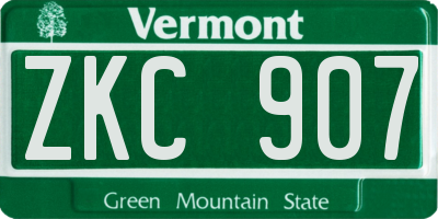 VT license plate ZKC907