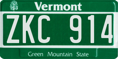 VT license plate ZKC914