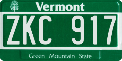 VT license plate ZKC917