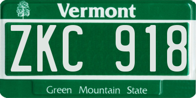 VT license plate ZKC918