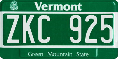 VT license plate ZKC925